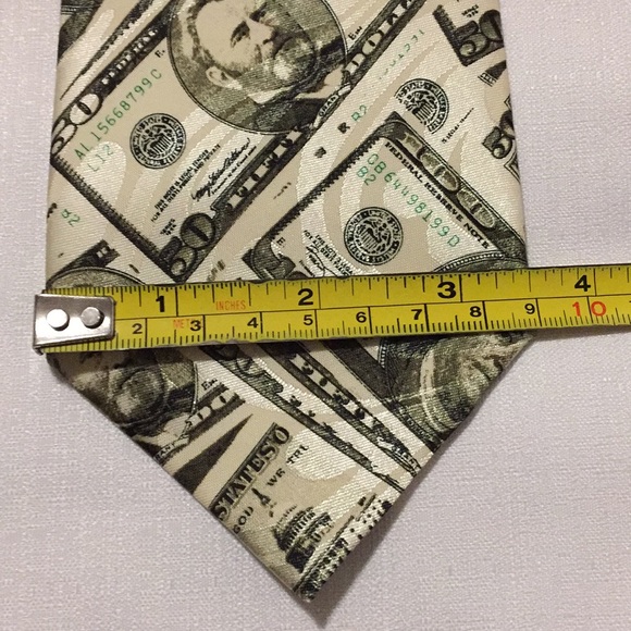 Money Theme $ 100 50 Bills Necktie Tie - Picture 6 of 7